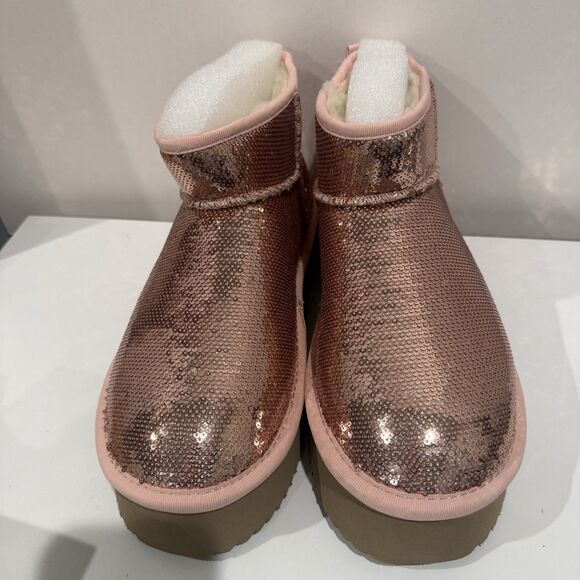 Corkys Booties Boots Sequins Platform Chunky Sparkly Pink Bling 9 Room Service - Picture 5 of 8